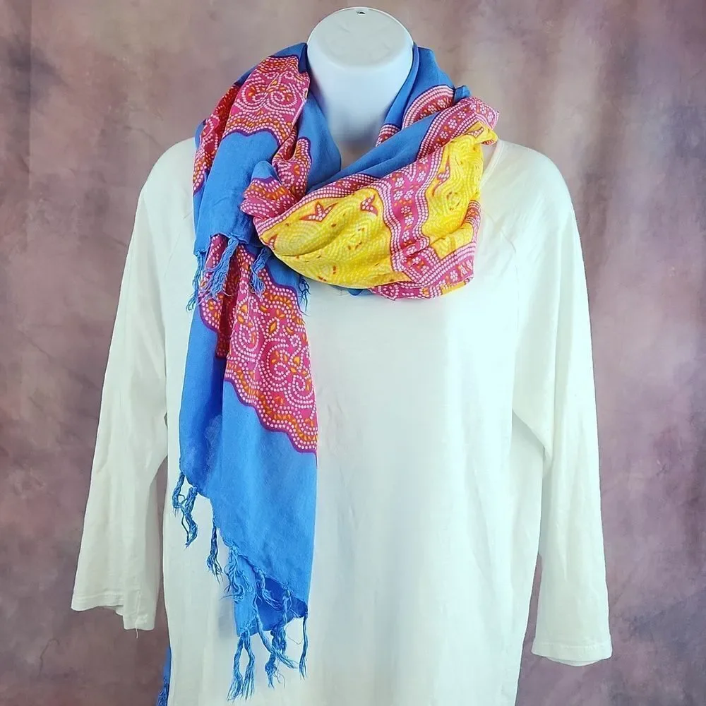 🔺️Blue, Pink, & Yellow Floral Print Scarf/Wrap